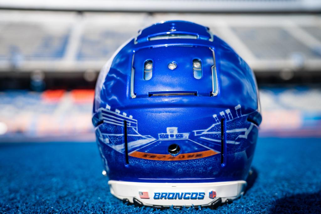 bsu football helmet Boise State Broncos Riddell Speed Authentic this authentic size display helmet is perfect for all football fans and great for autographs Boise State Mini Helmet Bronco