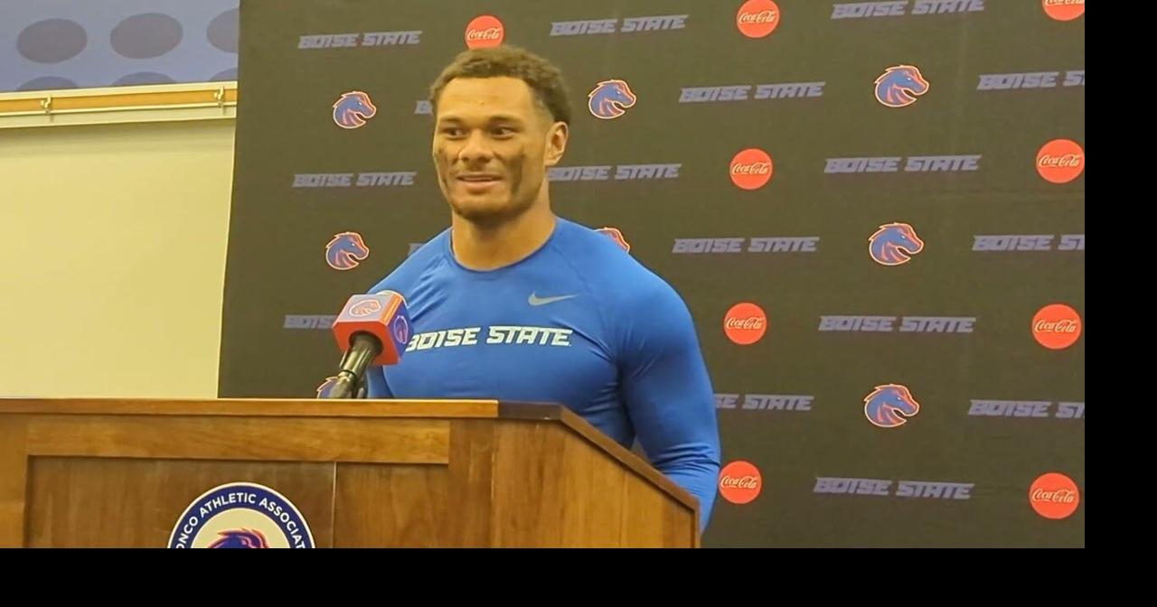 Boise State running back George Holani talks to the media after a 30-7 ...