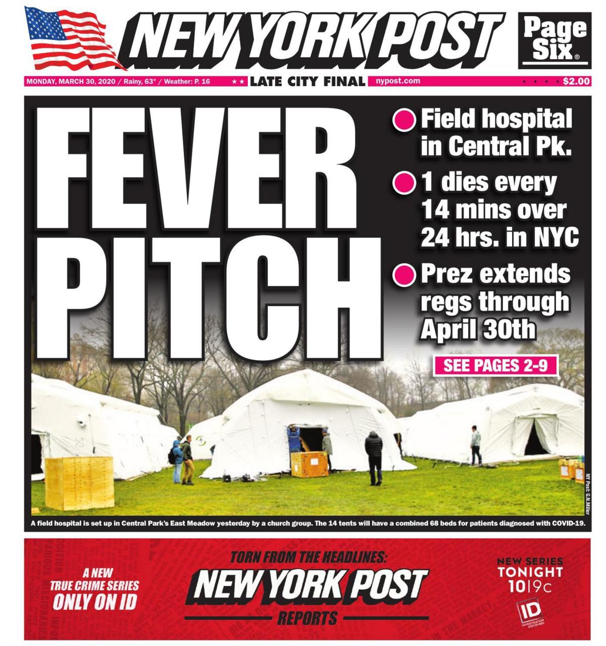 New York Post March 30 Front Page Idahopress Com