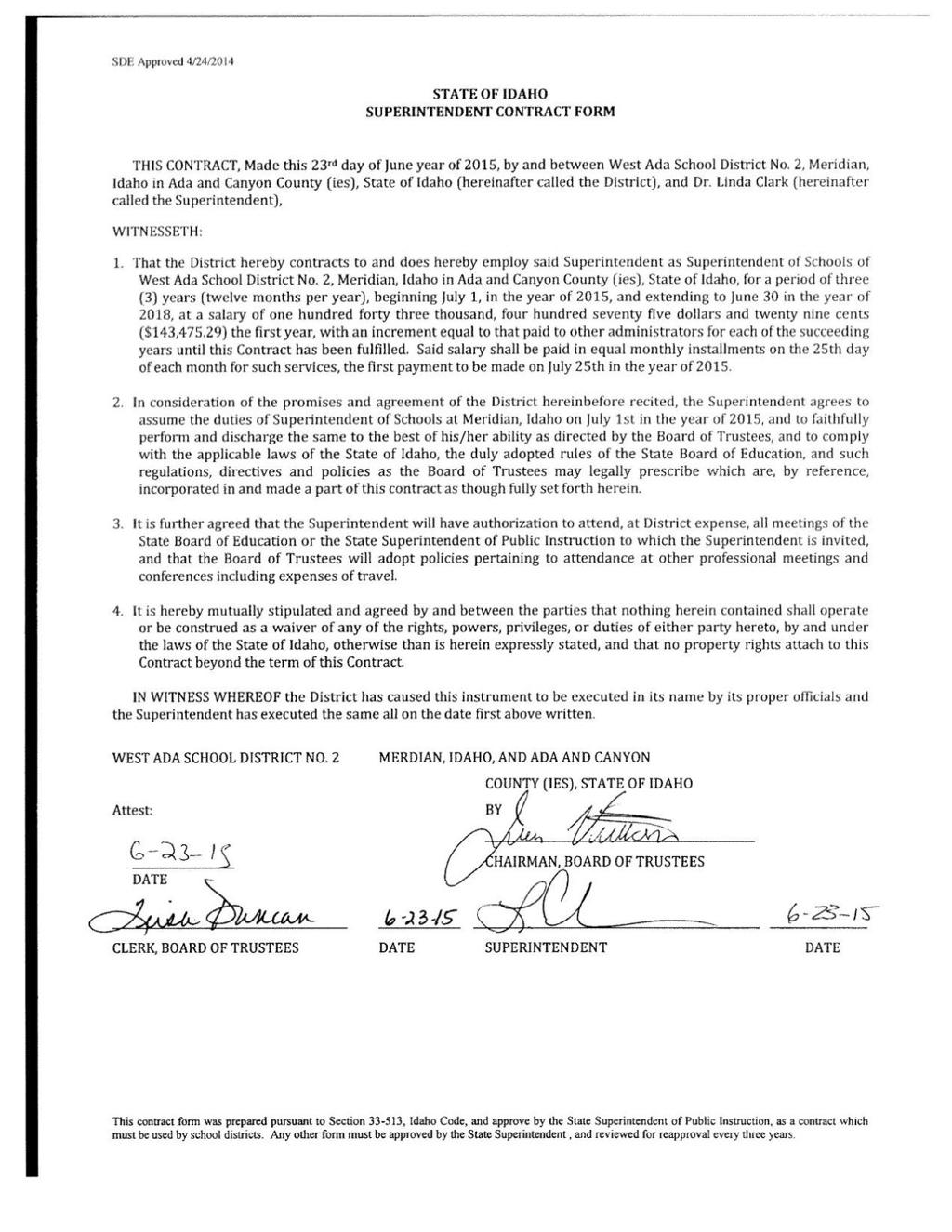West Ada Trustees Terminate Clark S Contract On Grounds Of