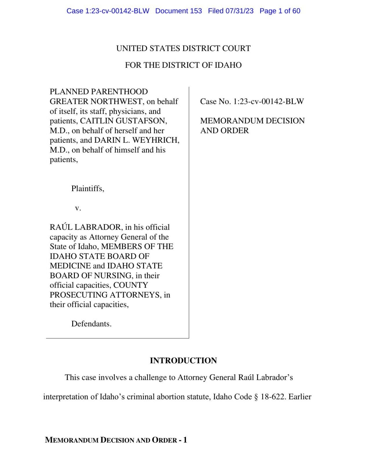 Federal judge blocks enforcement of legal opinion preventing referrals for outofstate