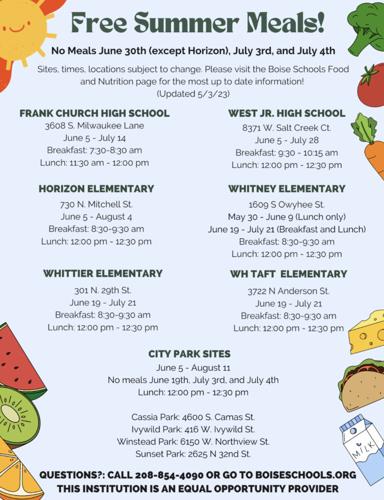 West Ada, Boise schools offering free meals this summer | Local News |  idahopress.com
