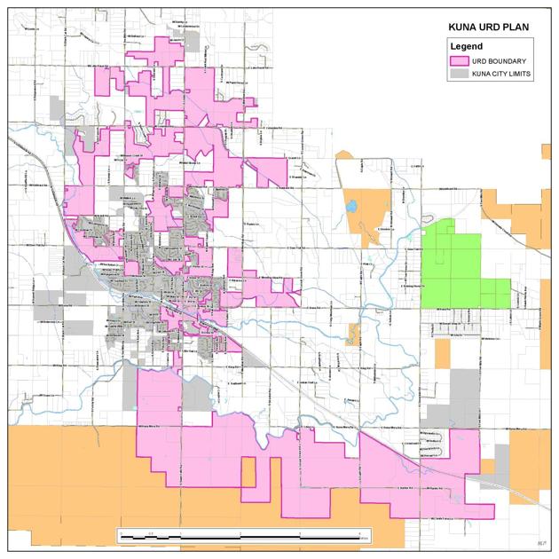 Map of Kuna city limits and urban renewal district plan