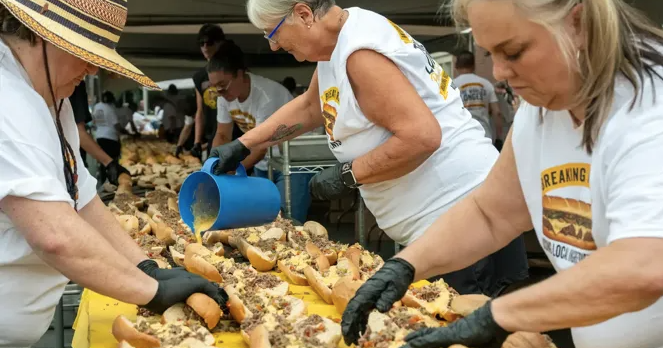 Idaho city once again sets the unofficial record for longest line of cheesesteaks