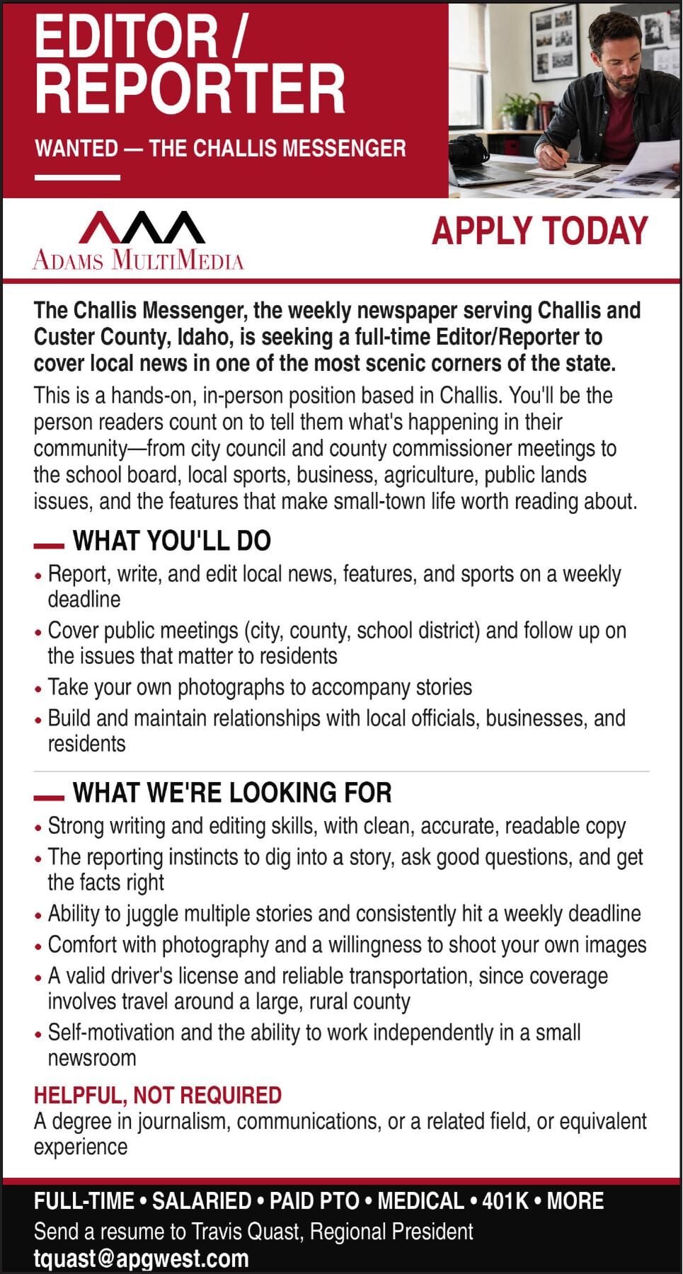 Challis Hiring ad