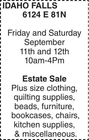 Idaho Falls 6124 E 81N Friday and