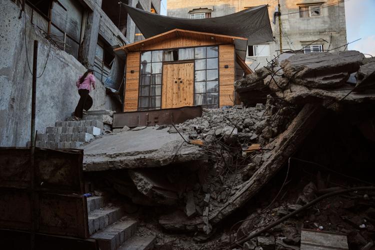 Photos show Palestinians using handmade mud bricks, wood and plastic to rebuild amid Gaza’s rubble