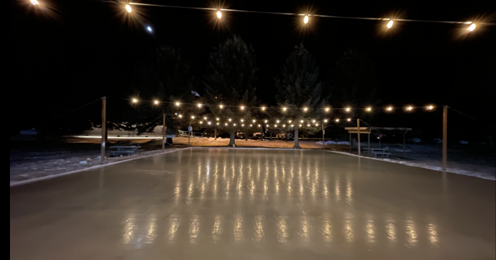 New ice - skating rink near Ashton Visitor Center , open day and night