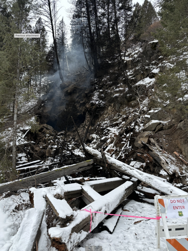 Abandoned train tunnel fire continues burning near Bear Gulch