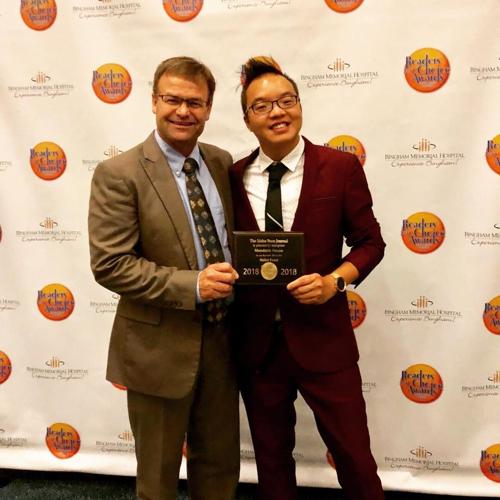 Kevin Cao with Pocatello Mayor Brian Blad
