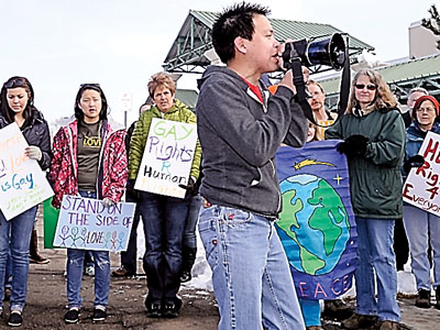 Chris Cooke  rally for human rights