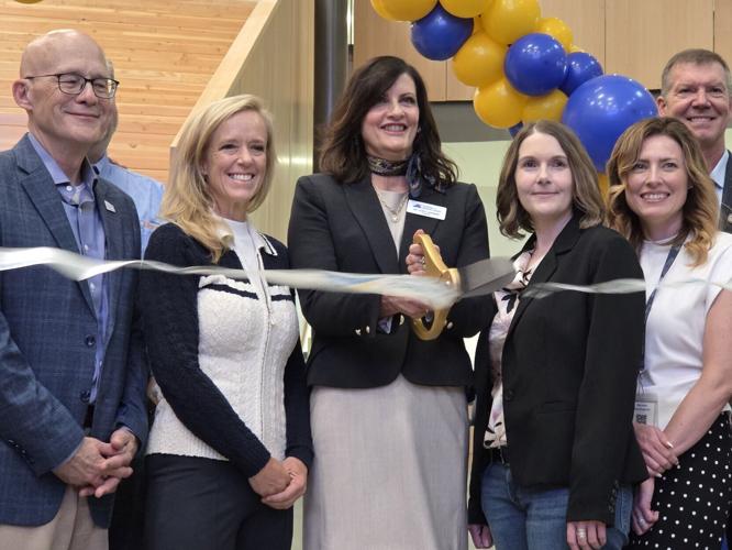 Dr. Lori Barber cuts the ribbon at the Future Tech Building