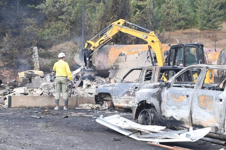 Clearwater County work crew clearing gas explosion