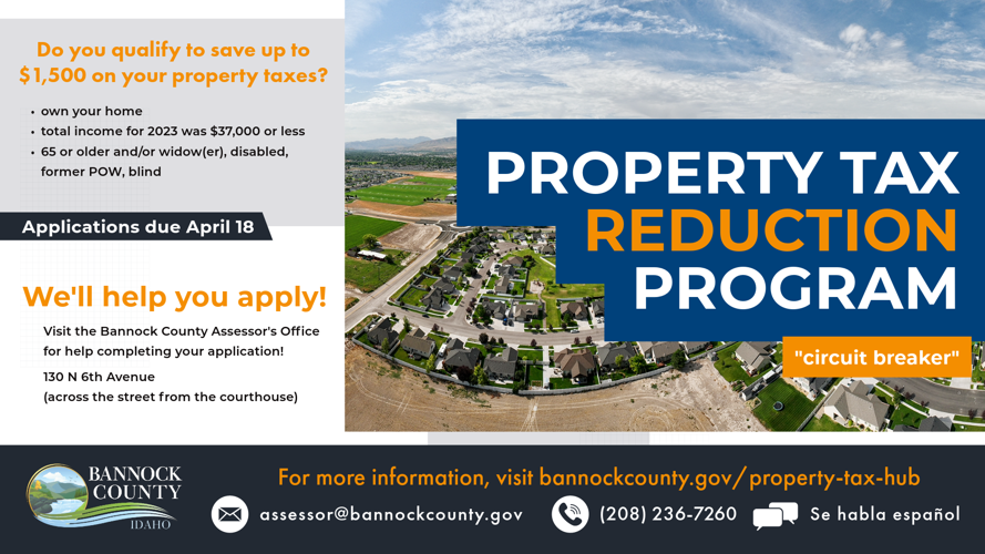 Bannock County offers help applying for the Property Tax Reduction