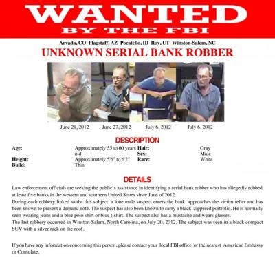 Wanted poster bank robber