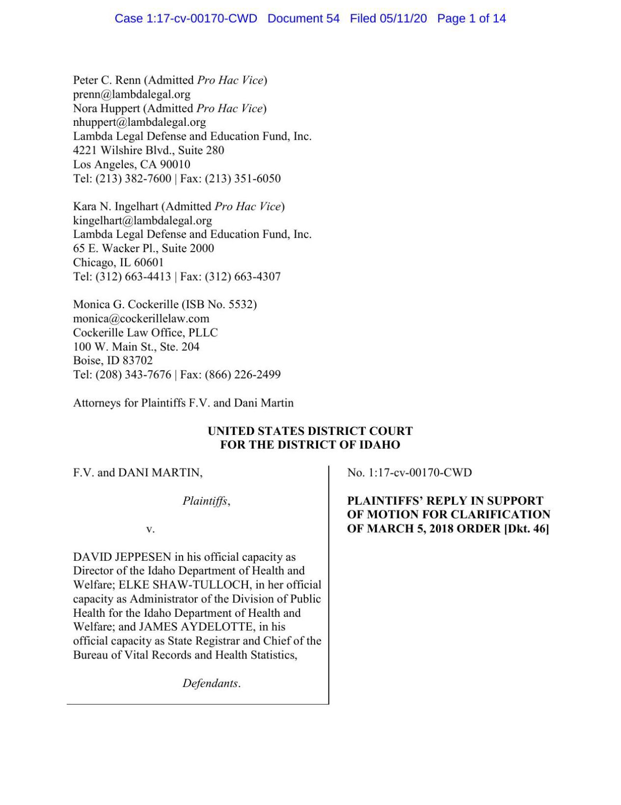 Plaintiffs' response to state, HB 509