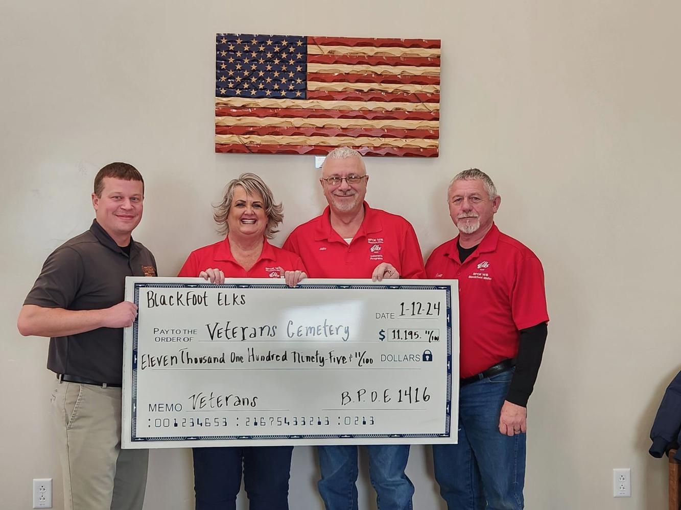 Blackfoot Elks Lodge donates 11K to Idaho State Veterans Cemetery