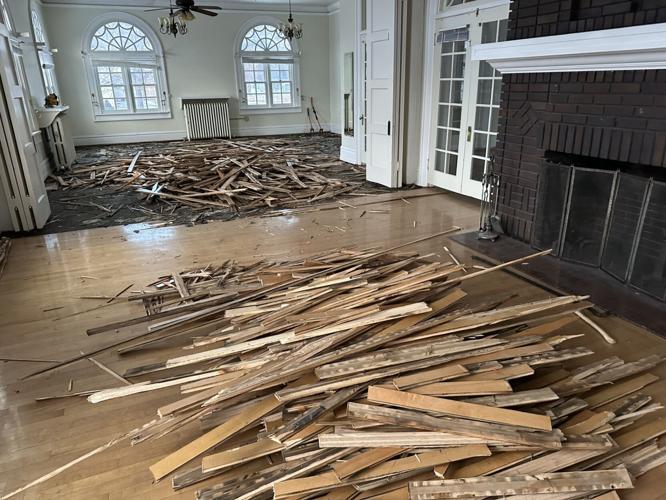 Veterans Memorial Building damaged floor