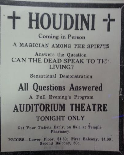 Harry Houdini performed at Pocatello’s Auditorium Theater