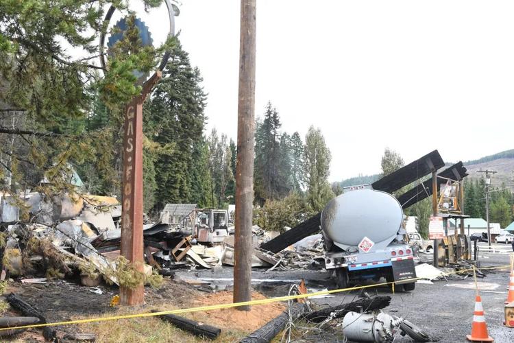 Clearwater County work crew yellow tape gas explosion