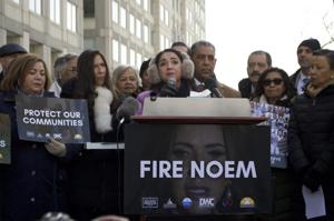 US House Democrats call for Kristi Noem’s firing in rally outside ICE headquarters