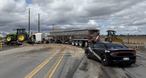 Two semis, one crash and a whole lot of potatoes — Highway 30 shut down for five hours while crews clear spud-strewn intersection
