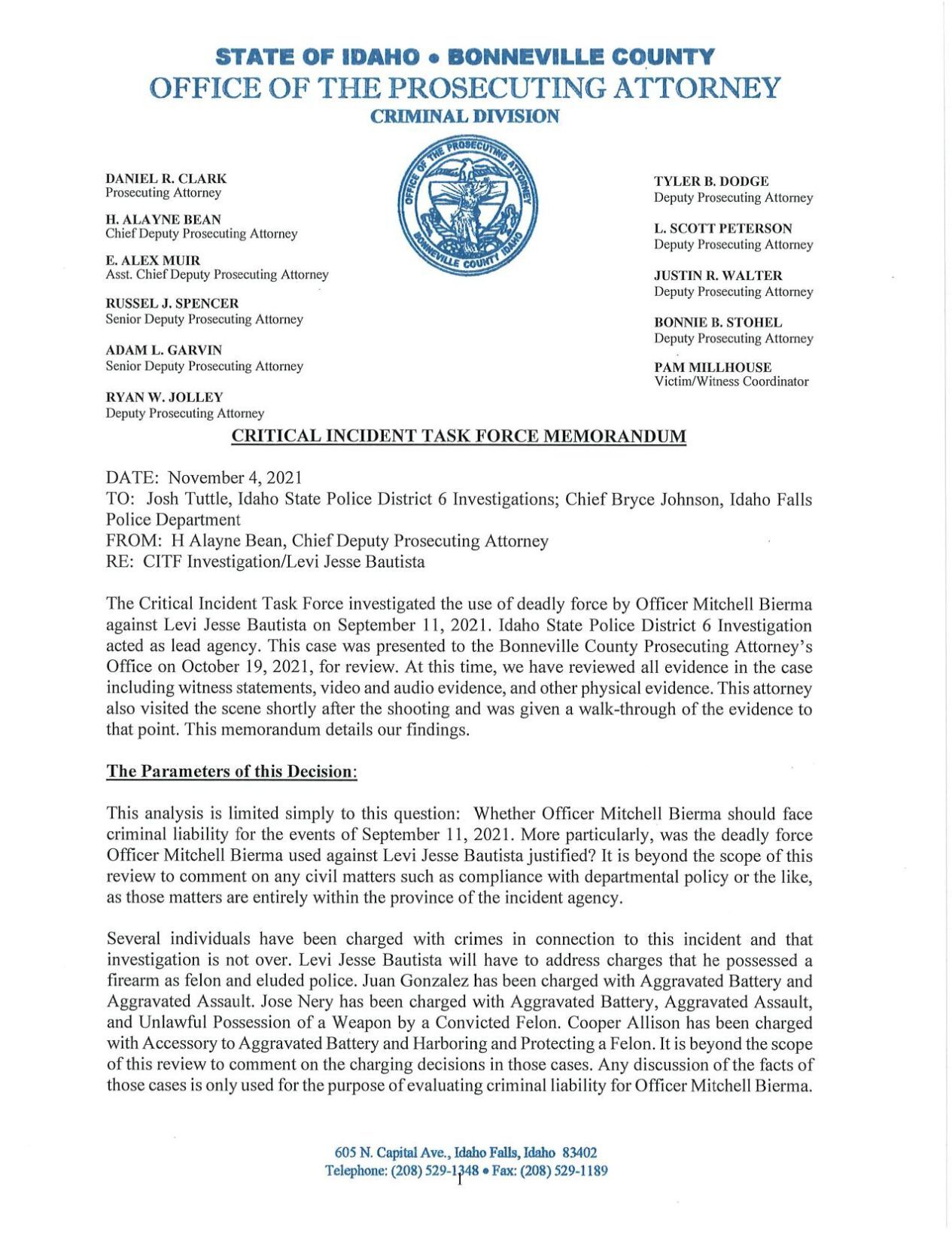 Critical Incident Task Force Memorandum
