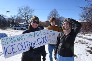Hundreds of local residents join thousands across country for anti-ICE protests