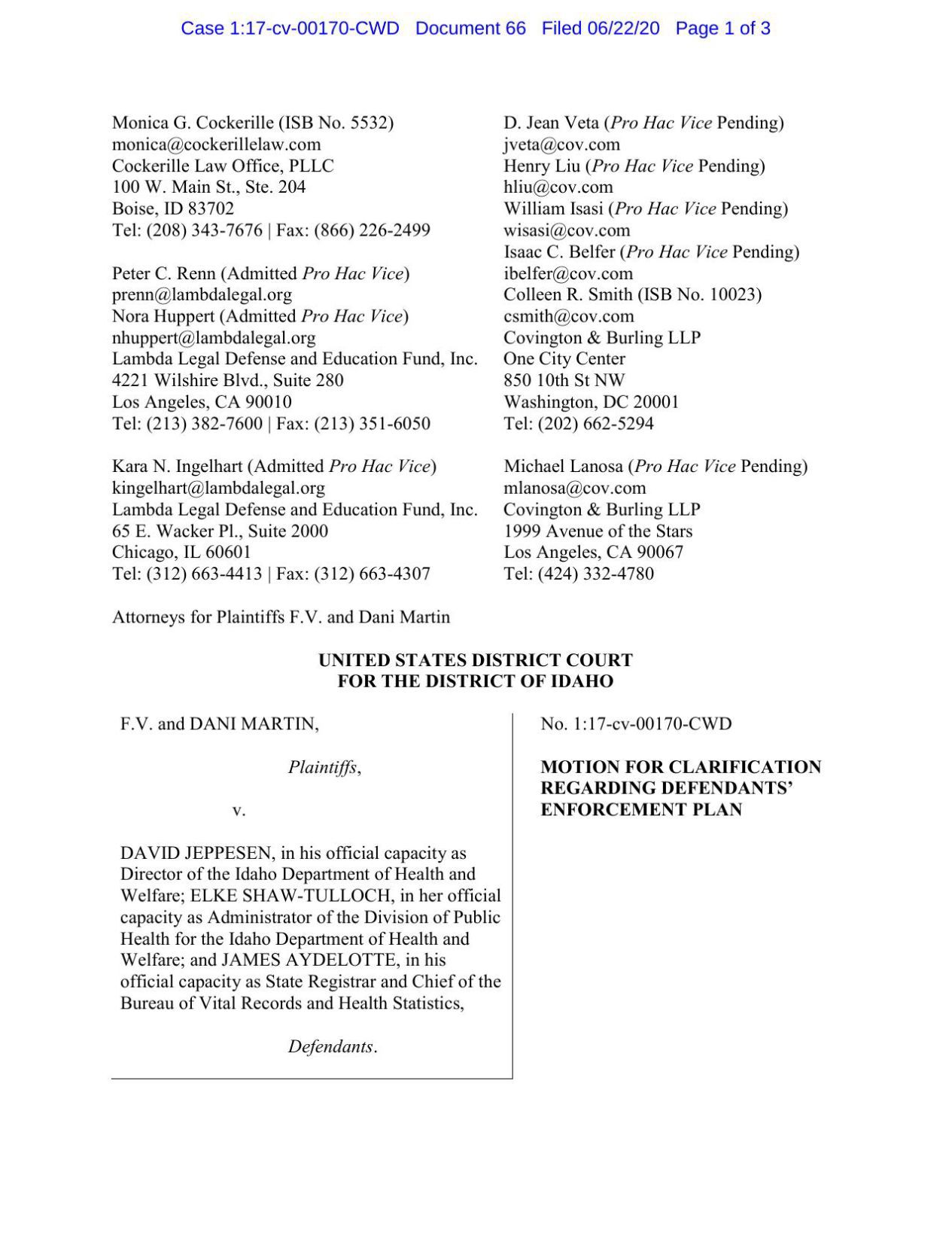 Motion to clarify