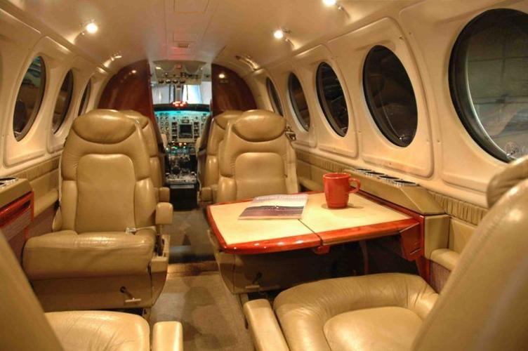 Interior of a Beechcraft King Air B200 twin-turboprop plane