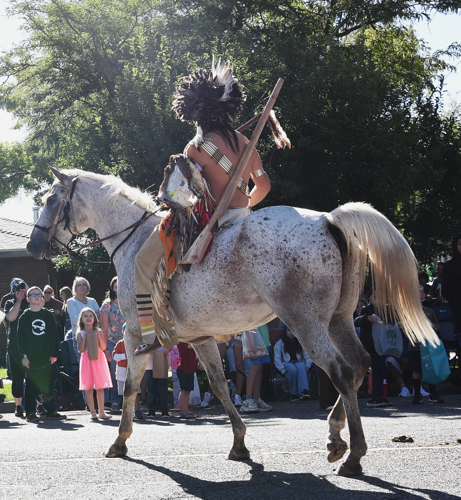 indian on horse from back