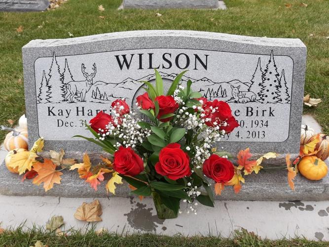 The grave of Jessica Sargent's grandmother, Joyce Birk.
