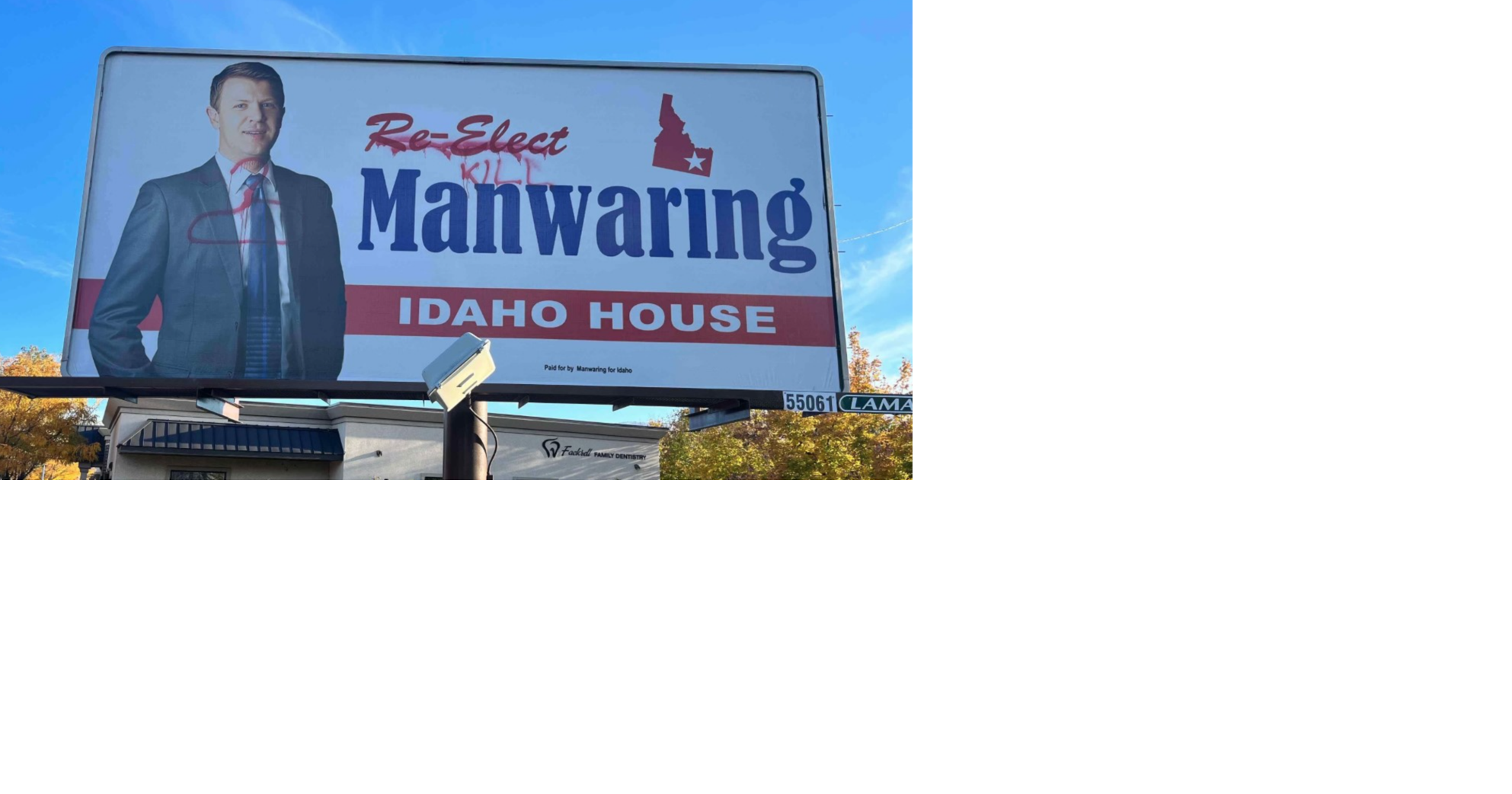 Police investigating death threat spray-painted on Rep. Manwaring's ...