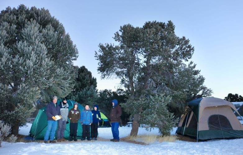 Winter tent camping City of Rocks State Park