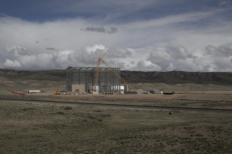 Work continues on the Natrium Test and Fill Facility on Wednesday, April 22, 2026, at the site of TerraPower’s Natrium nuclear power plant near Kemmerer. Construction of the plant’s non-nuclear components began in 2024. (Ryan Dorgan/WyoFile)