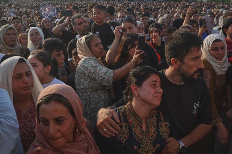 Photos of the funeral for victims of a deadly prison fire and riot in northern Syria