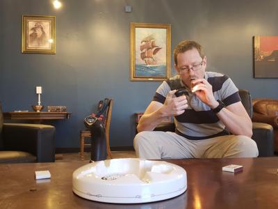 Chris Schnitzler at the Engedi Cigar Lounge
