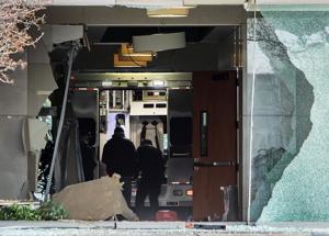 At-large suspect steals ambulance, crashes into St. Luke's building being leased by Homeland Security