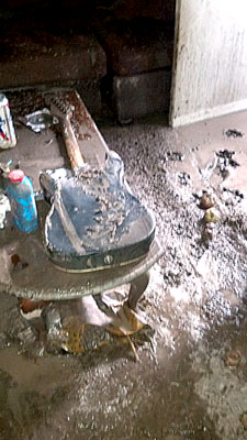 Mud slide in basement