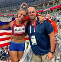 Coached by Pocatello native Zeb Sion, discus thrower Valarie Allman waits out rain for gold medal