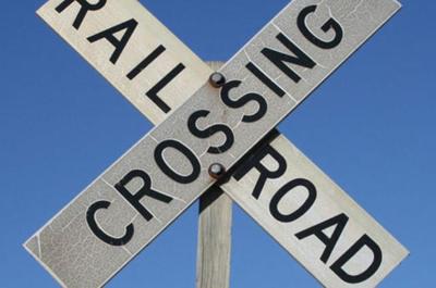 Railroad crossing stock image