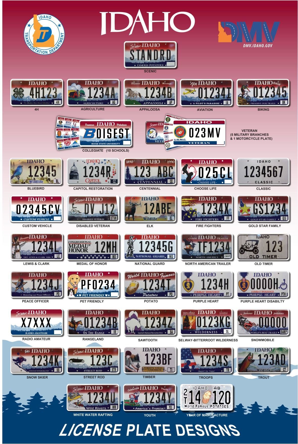 Idaho license plate designs