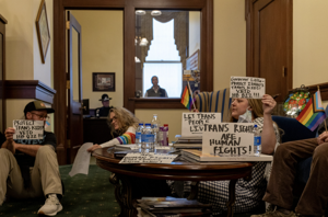 Nine protesters arrested in Idaho Governor's Office after demanding meeting with Little over anti-trans bills passed by Legislature