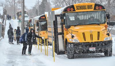 Buses in snow