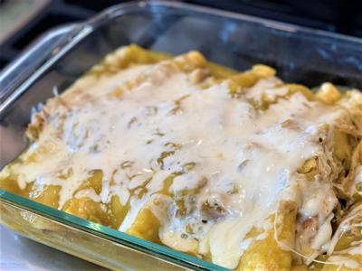 Belle’s Chicken and Green Chili Enchiladas
