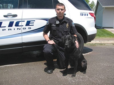 Tyler Scheierman and K-9 officer "Tex"