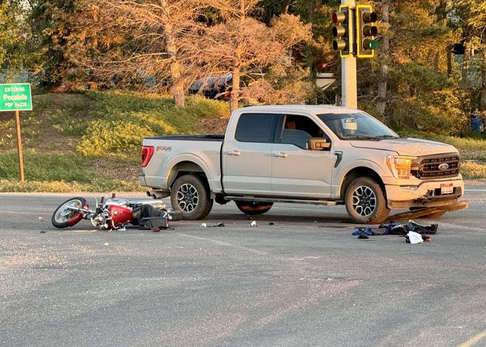 truck vs. motorcycle crash