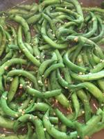 A tasty green bean dish that is full of fresh-out-of-the-garden flavor
