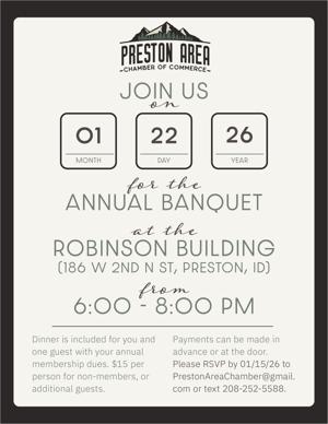 Preston Area Chamber of Commerce to hold annual banquet