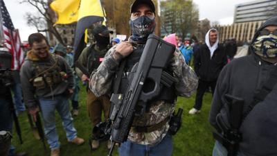 Armed protesters